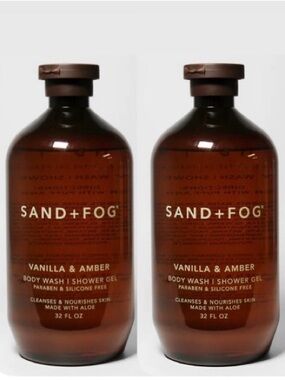 Set of 2! Sand + Fog Vanilla Amber Body Wash Shower Gel 32 oz Each - NEW